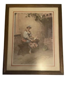 Framed Print By Daniel Hermandez Pinx “Mes Columbes “ (My Doves Wood Frame 22/18 - Picture 1 of 3