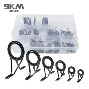 50Pcs Fishing Rod Guides Repair Kit Gunsmoke Jigging Sea Saltwater Building Set - Picture 1 of 10