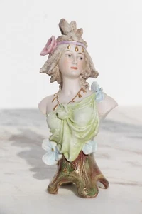 Busto de mujer pequeña Art Nouveau años 1900, porcelana bisque, Alemania - Imagen 1 de 12