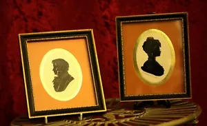 Vintage Two Portraits Silhouettes Mr Lawrence & Mrs Bancroft by E. Elliot Linder - Picture 1 of 10