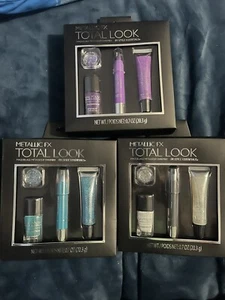 Style Essentials Metallic FX 4 Piece Make Up Kit Silver, Teal, Purple NEW - Picture 1 of 2
