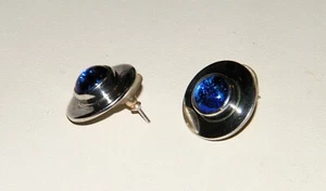 Sterling Silber "SHERI 925" LIEBERT BLAU-LILA DICHROITISCHE GLAS OHRRINGE durchbohrt - Bild 1 von 9