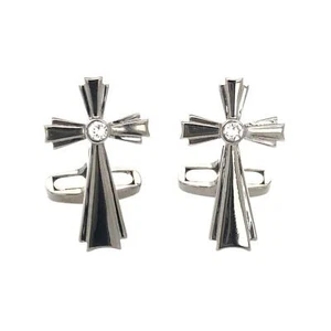 Diamond Windmill Shape Oxydized Cufflinks 925 Sterling Silver - Picture 1 of 3