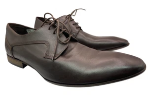 Jones Bootmaker Leather Derby Shoes Brown Lace Up Heel Almond Toe UK 9 Eur 43 - Picture 1 of 22