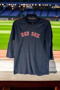 Boston Red Sox T-Shirt #15 Pedroia 3/4 Sleeve Blue Size Medium 14-16 - Picture 1 of 14