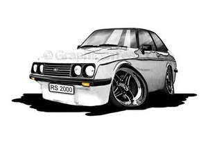 RS2000 MK2 Escort Caricatura Blanca Coche Dibujos Animados Estampado A4 - Regalo Personalizado - Imagen 1 de 1