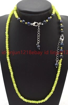 Faceted 2x4mm Green Peridot Rondelle Black Pearl Necklace Bracelet 16-28/7.5in - Image 1 of 4