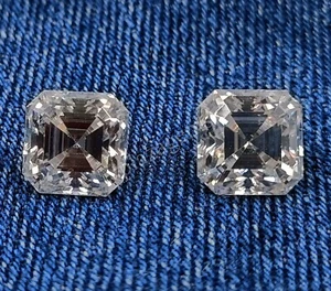 White Diamond 1Ct Certified Lab-Grown ASSCHER CUT PAIR  CVD   VVS1 Gemstone 5MTF - Picture 1 of 13