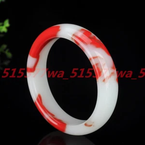 Hermoso Brazalete Dije Natural Rojo Blanco Jadeíta Enorme Talla 66-68mm - Imagen 1 de 19