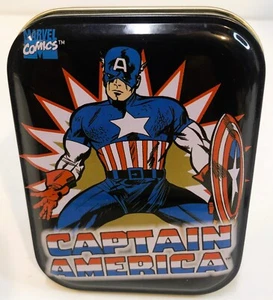 1998 Captain America Marvel Classic Crayon Keeper Tin Empty Tin - Picture 1 of 2