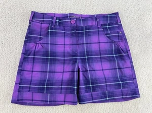 Nike Golf Shorts Youth Girls Size XL Dri Fit Plaid Purple Adjustable Waist Band - Picture 1 of 7