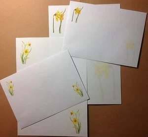 Juego de papelería y sobres coloridos de flores de narciso 8+4 - Imagen 1 de 2