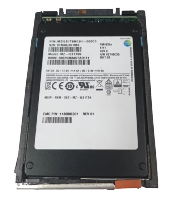 EMC SSD 1.6TB 12Gbp/s SFF 2.5" SAS FOR UNITY 300 300F 118000301 005052397 - Image 1 of 4