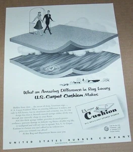 1953 print ad page - US Rubber Carpet Cushion home luxury Naugatuck Connecticut - Picture 1 of 1