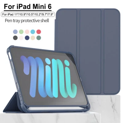 For iPad Mini 6 Pro 11 Air 10.9 10.2 9.7 PU Smart Case Cover With Pencil Holder - Image 1 of 4
