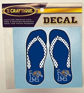 Adesivo Vinile Università di Memphis TIGERS FLIP FLOPS Decalcomania 4" Finestrino Auto - Foto 1 di 1