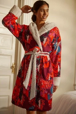 Bata Sherpa Anthropologie Tropical Floral Talla XS S Roja Multi Patchwork Foto 1 de 4