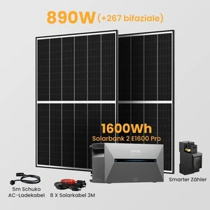 1300W Balkonkraftwerk mit Speicher Anker Solix Solarbank2 PRO 1.6kWh Komplettset - Bild 1 von 21