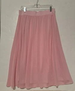 Ruby Road Pink Elastic Waist Chiffon Skirt Midi Length - Picture 1 of 5