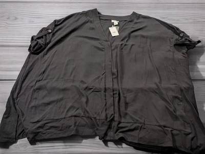 NUEVO CON ETIQUETAS Avenue Studio Mujer Talla Grande 22 Chaqueta Negra Ligera Elegante Capas Foto 1 de 4