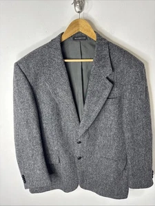 Harris Tweed Blazer Men’s 44S Short Gray Herringbone Wool Sport Coat Scottish - Picture 1 of 7