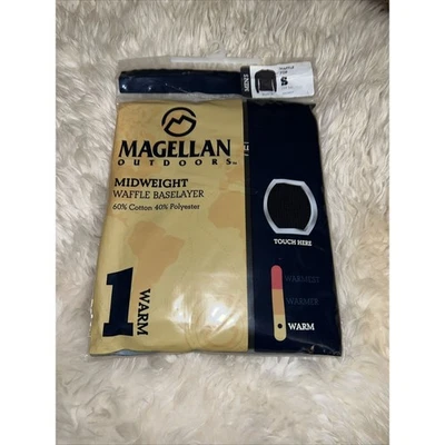 Nuevo Magellan Exterior Negro Para Hombres Waffle Capa Base Peso Medio Pequeño Top Nuevo Paquete Foto 1 de 4