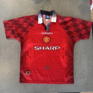 Original Umbro Manchester United 1996/1998 Home Football Shirt Sharp Men's L - Picture 1 of 4
