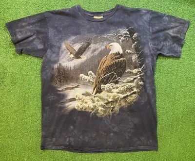 Vintage 1999 Bald Eagles Tie Dye T Shirt Mens Large Nature The Mountain 90s VTG - Image 1 of 4