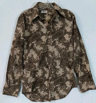 Camisa De Colección Quake Por McGregor Para Hombres S Manga Larga Paisley Abotonada Discoteca Años 70 Fiesta Foto 1 de 4