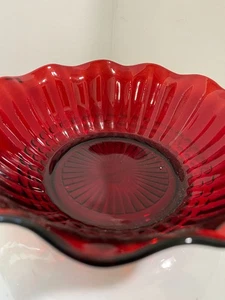 Vintage Anchor Hocking Royal Ruby Scalloped Bowl 1930s - Picture 1 of 4