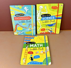 Lot Of 3 Usborne Stem Scribble HC Books Math Engineering Science - Picture 1 of 8