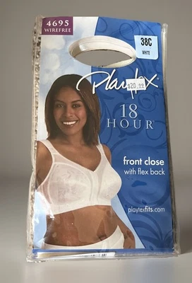 Playtex 38C White 18 Hour Front Close Soft Cup Bra with Flex Back   # 4695 NWT - Image 1 of 4