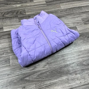 PUMA Full Zip Up Mock Neck Purple Quilted Puffer Vest Girl’s Size Medium - Picture 1 of 7