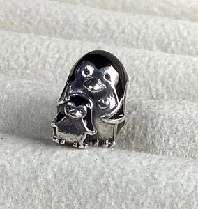 Pandora Black Enamel Penguin Family Silver Charm VGC Genuine s925 ALE 791404EN60 - Picture 1 of 5
