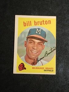 Carta Baseball Vintage 1959 Topps #165 Bill Bruton Milwaukee Braves VG-EX - Foto 1 di 12