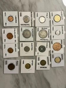 107 Vintage World International Coins - With Large Coin Tube - Picture 1 of 7
