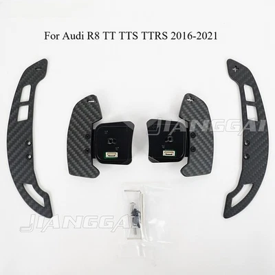 4pcs Magnetic Real Carbon Fiber Paddles Shifters For Audi R8 TT TTS TTRS 2016-21 - Image 1 of 4