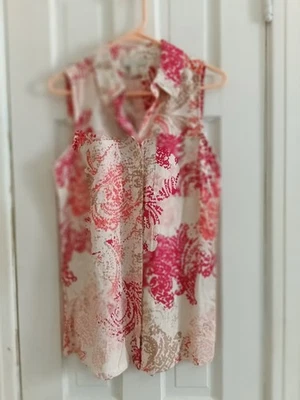 Dana Buchman Pink Linen Tank Top Womens size S  Sleeveless Rose Blouse B4 - Image 1 of 4