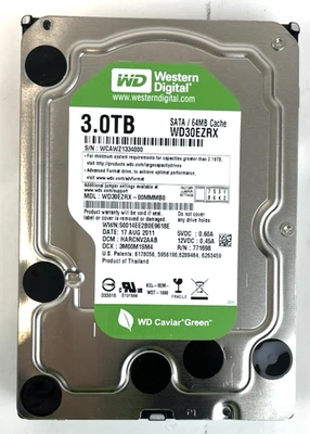 WD Caviar Green 3TB SATA HDD. 64MB Cache. Model:WD30EZRX - Image 1 of 3