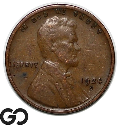 1924-S Lincoln Cent Wheat Penny - Image 1 of 3