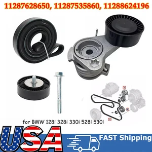 Serpentine Drive Belt Tensioner Kit For BMW 128i 325i 325xi 328i 328xi X3 N52 - Picture 1 of 12