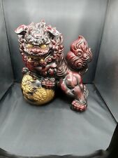 🐲 FU DOG-13 INCH,Signed  CERAMIC STATUE-GOOD LUCK- PROTECTION- BUDDHIST-ANIME🐉