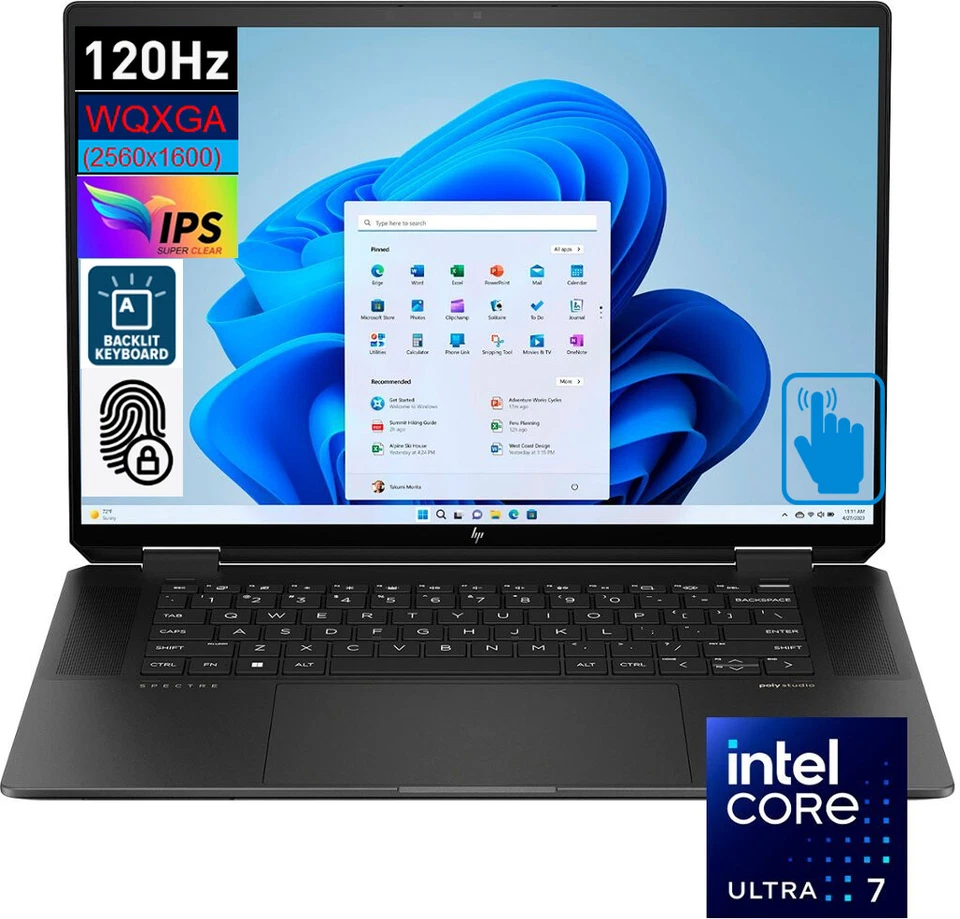 HP - Spectre 2-in-1 16" WQXGA Touch-Screen Laptop 16GB 1TB SSD - aa0013dx