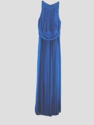 Vestido de formatura longo Badgley Mischka tamanho 2 azul sem mangas cintura franzida - Falho - Imagem 1 de 4