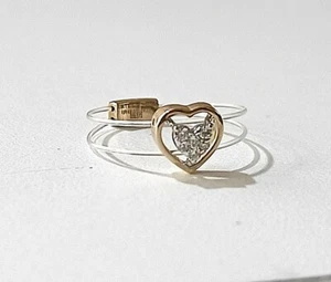 Natural Diamond heart Design Rose Gold ring with Invisible Silicone Band for her - Picture 1 of 8