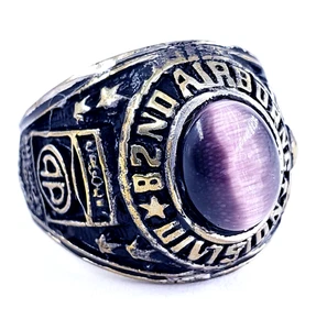 Vintage 925 Sterling Silver 82ND AIRBORNE DIVISION Mens Class Ring Size 11.5 USA - Picture 1 of 7