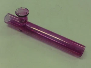 6" CLEAR PINK GLASS STRAIGHT ROUND STEAMROLLER TOBACCO SMOKING HAND PIPE - Picture 1 of 4