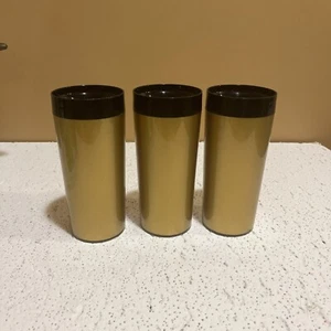 Lote de 3 Vasos de Plástico Térmico Vintage Dorado y Negro Hechos en EE. UU. - Imagen 1 de 4