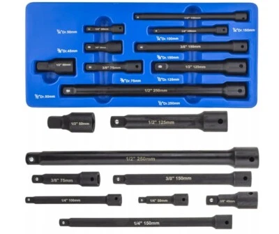 Set 9 Prolunghe chiave Per cricchetto a bussola 1/4 "3/8" 1/2'' da 50mm a 250mm - Immagine 1 di 4