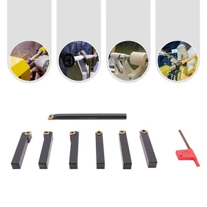 Turnable Lathe Turning Tool, 7PCS Turning Tools, Lathe Tools Holder Set w/Blades - Picture 1 of 20